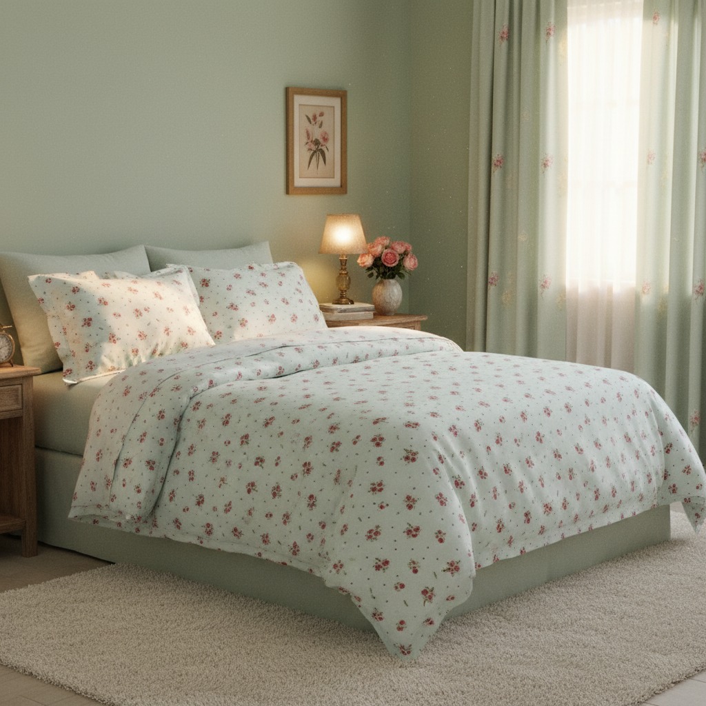 Kırmızı Çiçekli Beyaz Bahar Deseni